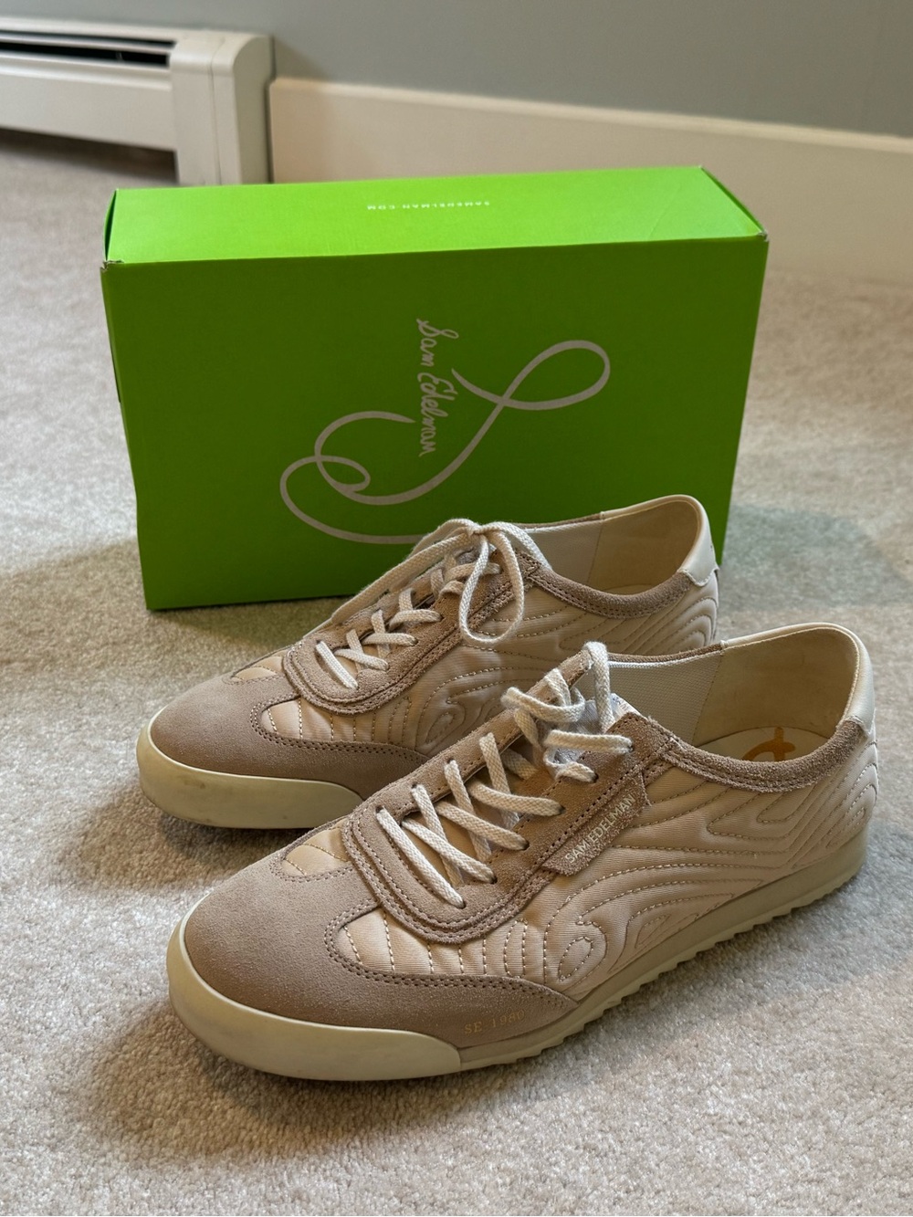 Sam Edelman Beige Suede & Textile Low-Top Sneakers - Isabel